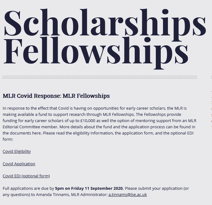 ModernLRev's tweet photo. In response to the effect that Covid is having on opportunities for early career scholars, the MLR is making available a fund to support research through MLR Fellowships. See here: https://t.co/7PhaLjgY4g https://t.co/ZcVozgTE2n
