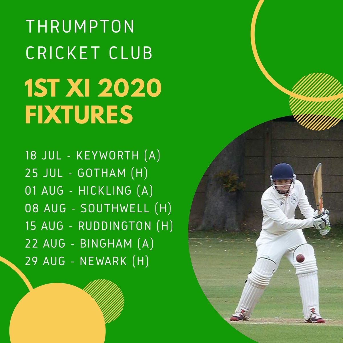 ThrumptonCC's tweet photo. FIXTURES RELEASE DAY! Here's our 1st teams fixtures, for the shortened 2020 season, led by captain @proverbs10! #CricketIsBack #GetTheGameOn #BadgersAreBack #Thrumpton #OurHouse 🏏🦡 https://t.co/rpBPdpkAqB