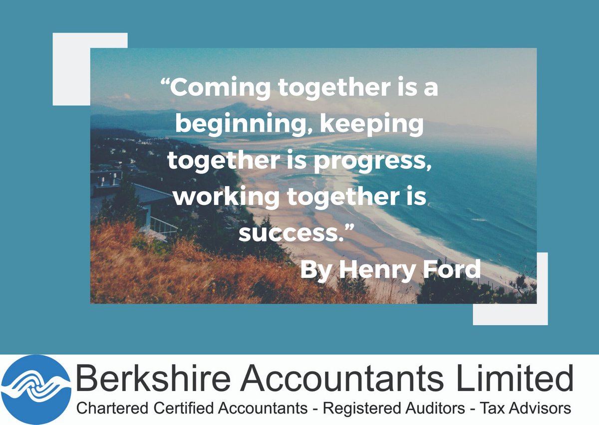 "Coming together is a beginning, keeping together is progress, working together is success"
#motivation #mondaymotivation #socialnetworking #creativity #MotivationalMonday #berkshireaccountants #motivationalquotes #mondaymotivationalquote #InspirationalQuotes