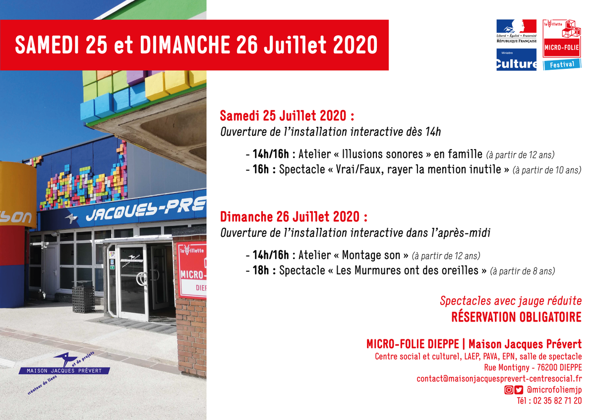 microfoliemjp's tweet photo. @MicroFolie @microfoliemjp #microfestivals #Dieppe #été2020 #magie #spectacle #ateliers #familles #enfants #illusions #son
Rendez-vous les 25 et 26 juillet prochains à la #MaisonPrevert !!! https://t.co/LBPcQJ4ub0