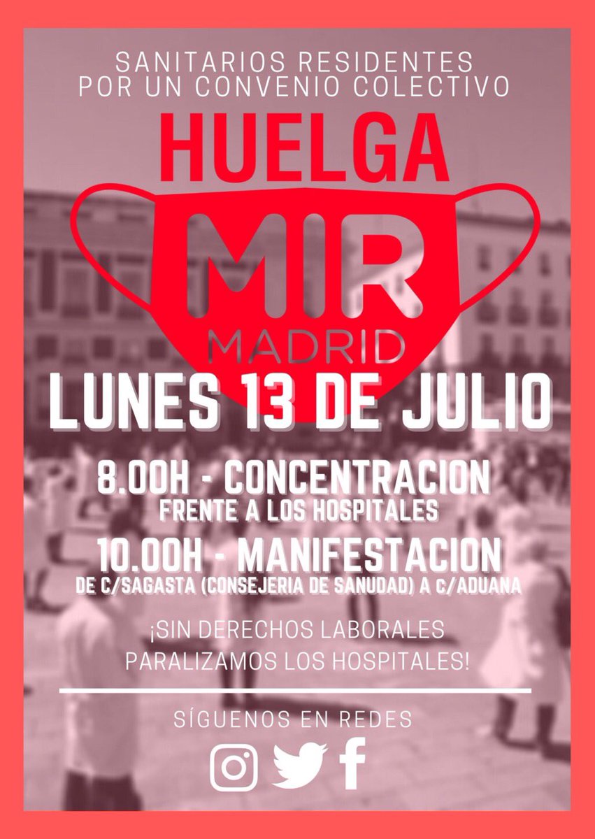 MUDmedicos's tweet photo. ¡QUE LOS APLAUSOS SE VUELVAN DERECHOS LABORALES! 👏🏻👏🏻
💥 HOY comienza la #HuelgaMIR por un #ConvenioMIRYa !! 💥 APOYO ABSOLUTO desde @MUDmedicos ✊🏻🩺 #MÉDICOSdicenBASTA #MásInversiónMenorPrecariedad @huelgamirmadrid RT 🔊 https://t.co/Wb1G6gq6TE
