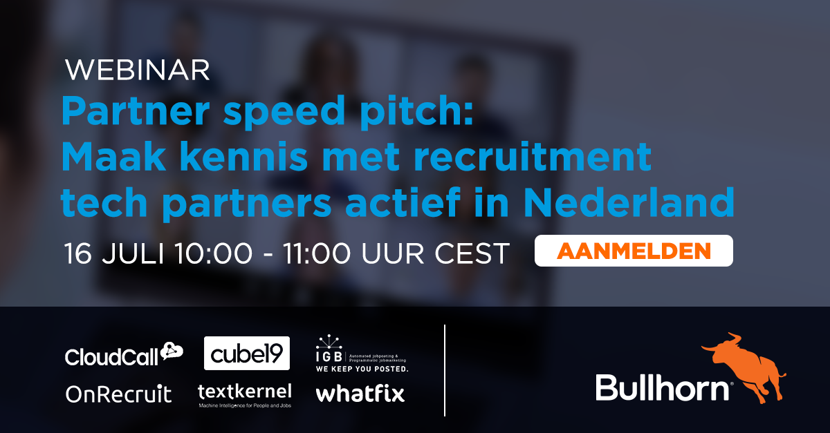 Bullhorn_NL's tweet photo. @Textkernel, @InGoedeBanen, @OnRecruit, @cube19hq, @CloudCall en @whatfix demonstreren hun recruitment tooling in ons webinar op 16 juli. Meld je nog snel aan! https://t.co/YZ7weARUQc https://t.co/rpJy78Glub