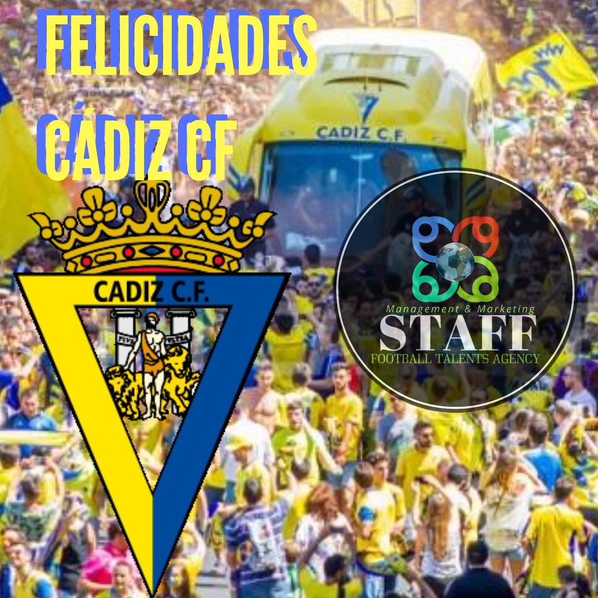 Staff_agencia's tweet photo. Celebramos la vuelta a prinera del @Cadiz_CF, enhorabuena a todos por la gran temporada!
Ese Cádiz oé!!!! 
#STAFF_Agencia
#agenciajugadores
#footballagencynetwork https://t.co/iqMOGhzIJN