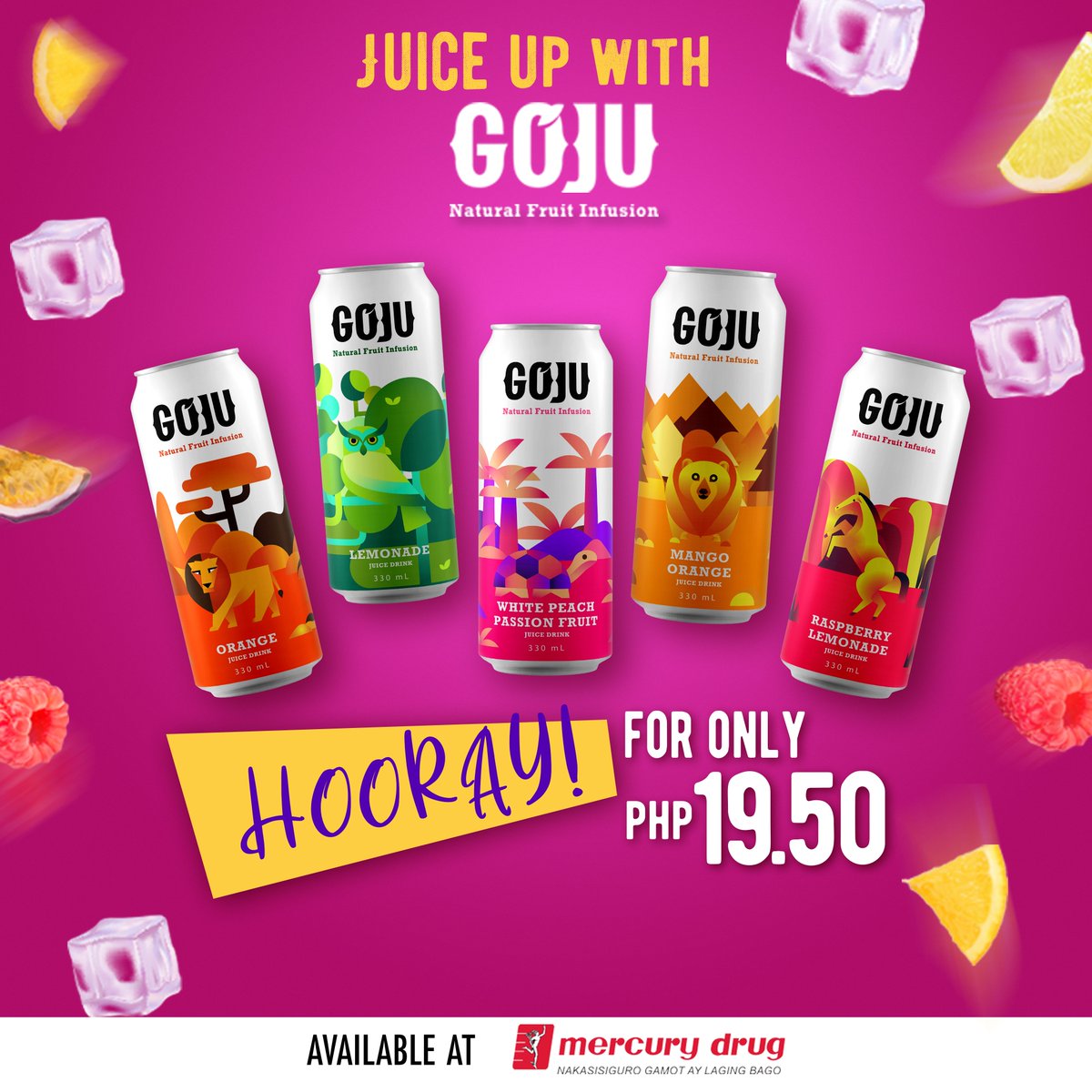 GojuDrinks's tweet photo. Get your GOJU fix for only ₱19.50! Share all yummy flavors with family and friends while creating long-lasting memories together! Available at Mercury Drug Stores nationwide!

#GOJU
#MoreThanJuice https://t.co/2UOaSorKzm