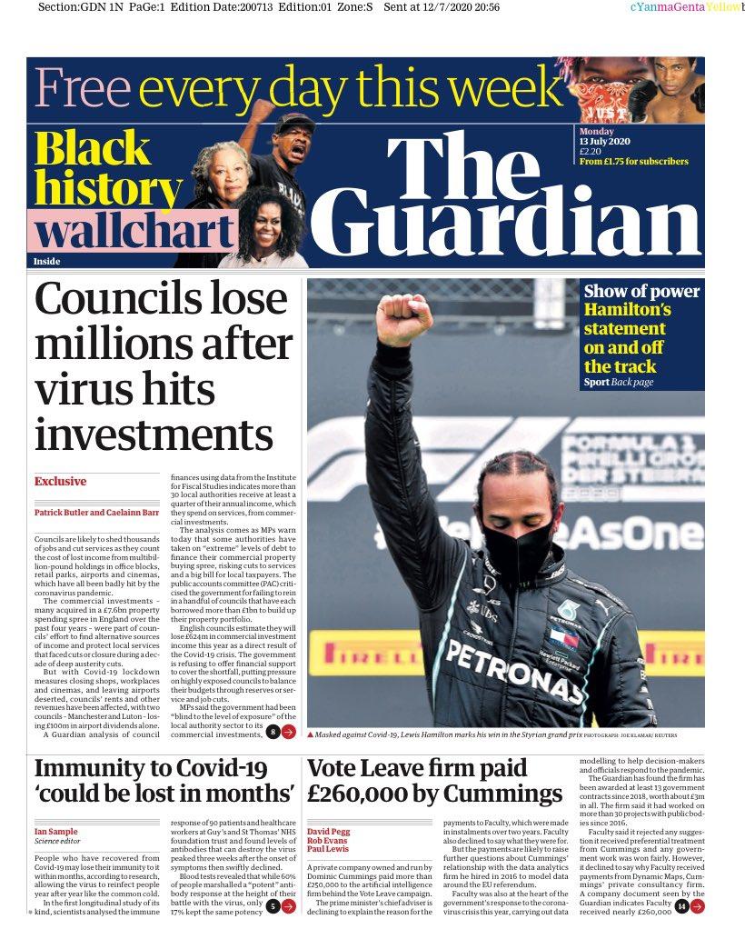 RealBeeordun's tweet photo. The Guardian: Councils lose millions after virus hits investments
*Immunity to covid-19 'could be lost in months'
#FrontPage #FrontPageHeadlines
#Uk #News #RealBeeordun https://t.co/QdVdb4HlOL