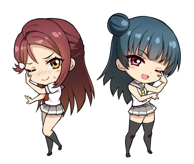 #津島善子生誕祭2020今日だけはリリーに徹して祝ってくれる梨子ちゃんにしてもかなり久々にちびキャラ描いたな… 