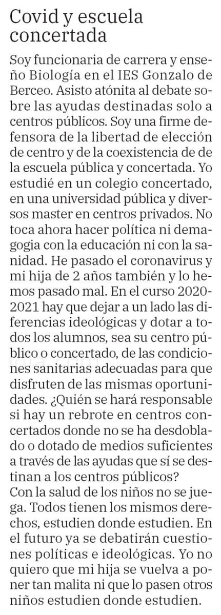#CartaAlDirector 📝 | Ayer, Diario La Rioja publicó esta carta al director de una docente y madre que, como no podía ser de otra manera, prioriza la salud de los niños frente a cuestiones ideológicas y políticas.