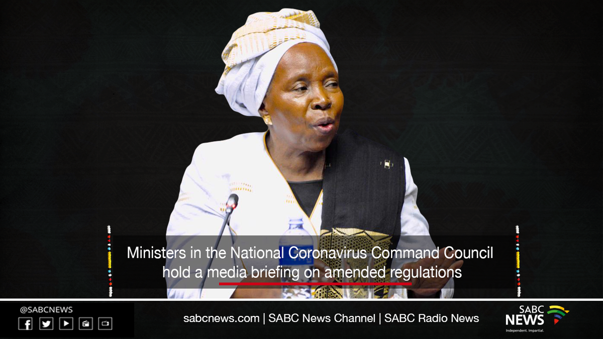 SAfmRadio's tweet photo. Ministers in the National Coronavirus Command Council to hold a media briefing on the amended regulations this morning 13 July 2020 tentatively 11:00.
#Day109oflockdown #Level3SALockdown #Covid19SA
Live Stream: https://t.co/dWYzveThqI https://t.co/jFY7szCqcm