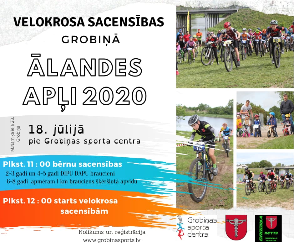 18.jūlijā no plkst.11:00 pie Grobiņas sporta centra norisināsies velokrosa sacensības "Ālandes apļi", kur bērniem, jauniešiem un pieaugušiem būs iespēja sacensties dažāda garuma distancēs.
Vairāk: grobinasturisms.lv/lv/jaunumi-5/v…