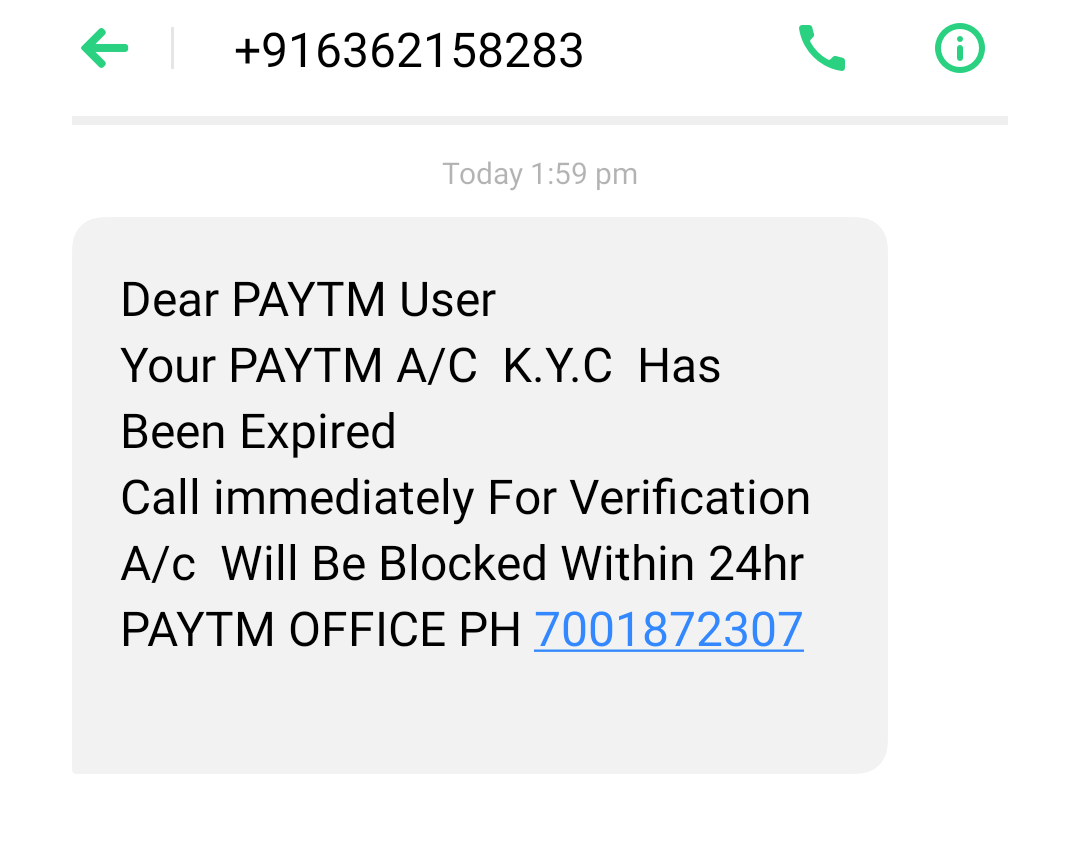 DubeyRicha's tweet photo. @Paytmcare  another fraud message. https://t.co/DLLIeFBW6E