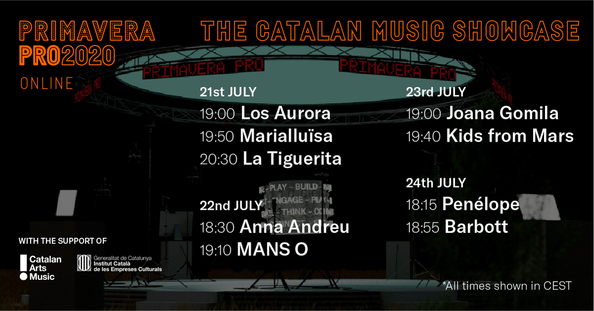 💥Del 21 al 24 de julio <a href="/PrimaveraPro/">Primavera Pro</a> y <a href="/catalanarts/">Catalan Arts</a> abren una ventana a la escena musical catalana con una selección de conciertos online.

💥El día 21 RPS ofrece un programa especial en el que <a href="/salicrunette/">Marta Salicrú</a> y <a href="/bencardew/">Ben Cardew</a> presentarán y contextualizarán cada una de las propuestas.