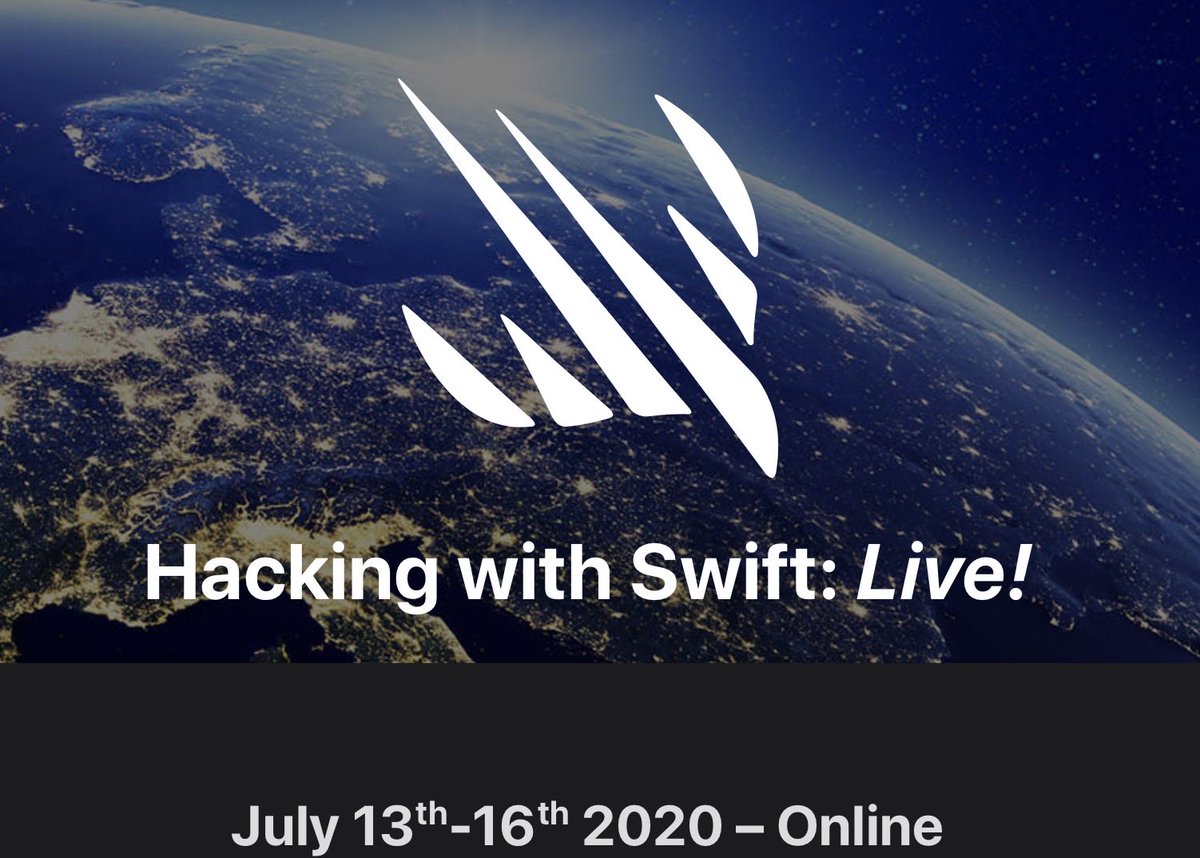 quantum_tunnel's tweet image. Excited to be attending #HackingWithSwiftLive - This time online! Yay! Thanks to @twostraws for organising!