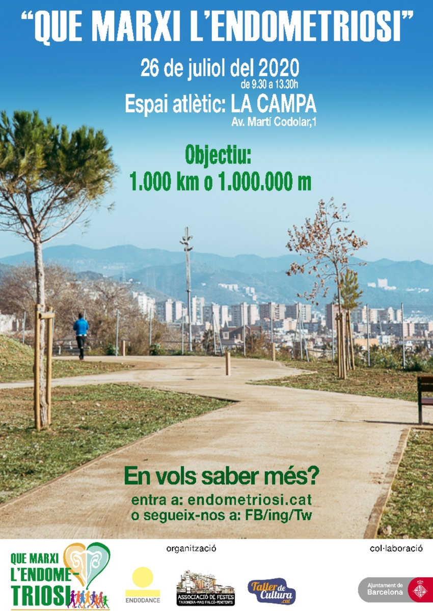 🏃🏾‍♂️🏃🏽‍♀️🏃‍♀️El dia 26 de juliol, marxa solidària per l'#endometriosi, a La Campa (La Taxonera, BCN). Horari: 9.30-13.30 h, seguint totes les mesures sanitàries. Més info a endometriosi.cat. Us hi esperem!