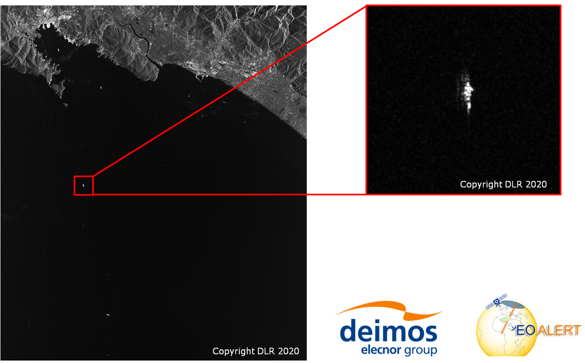 EOALERT's tweet photo. And here it comes the second acquisition of the last day of the experimental campaign of the @EU_Commission #EOALERT project coordinated by @ElecnorDeimos
@sto_cmre #vessel has been spotted by #SAR @terrasar_x during its morning pass off the coast of La Spezia https://t.co/LTJWsfTiRC