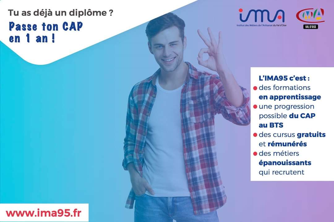 IMAValdOise's tweet photo. LE SAVIEZ-VOUS❓Vous avez déjà un diplôme (CAP, bac, BTS ...) et vous voulez changer de voie ?
↪️ Vous pouvez passer votre CAP en #apprentissage, en 1 an au lieu de 2 ans à l'IMA95 pour concrétiser rapidement votre projet pro.
👉 Info et pré-inscription : https://t.co/GrwVzdqv0y https://t.co/NmgfHXuPmB