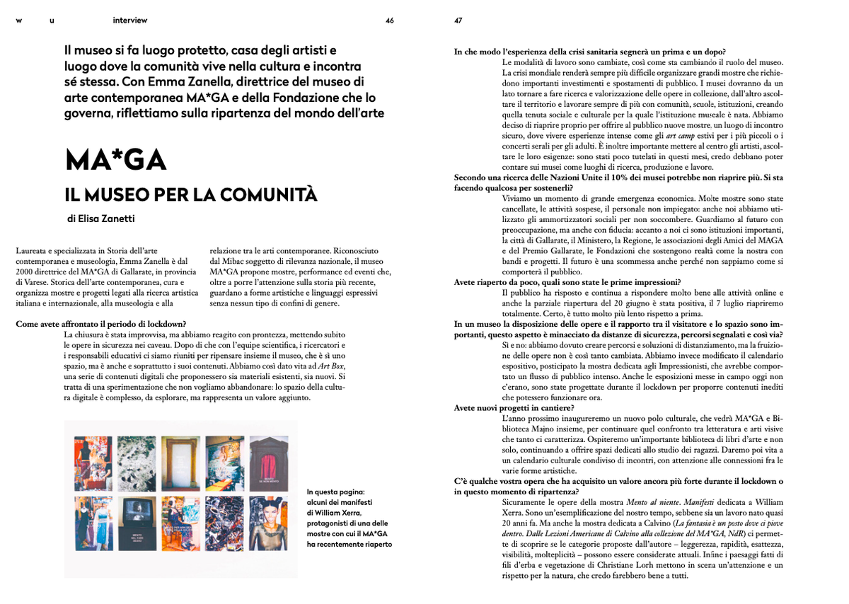 ClpMilano's tweet photo. #CLPress | Gli #Artbox, gli art camp, i concerti serali e i progetti per il 2021: su @WUmagazine l'intervista a @EmmaZanella, direttrice del @MuseoMaga. https://t.co/iK5luoridt
