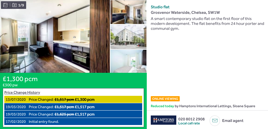 Chelsea studio, down 20% to £1,300  https://www.rightmove.co.uk/property-to-rent/property-89500544.html