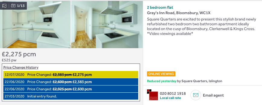 Gray's Inn Road 2-bed, down 22% to £2,275  https://www.rightmove.co.uk/property-to-rent/property-63443793.html