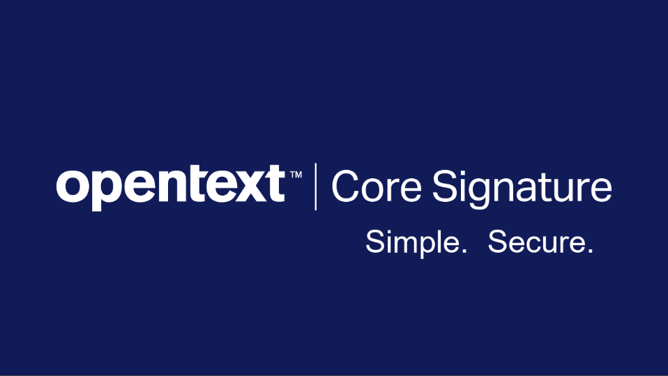 OpenText's tweet photo. Simple. Secure. OpenText #CoreSignature allows employees and third parties to electronically sign quotes, contracts, and other documents in a fast, compliant, and hassle-free way. Watch the video to learn more: https://t.co/gMe7lISjKb https://t.co/tnE61Rizb0