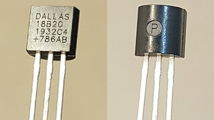 Hacksterio's tweet image. Chris Petrich warns "almost all" DS18B20 sensors not bought from authorized distributors are fake: bit.ly/2Ct9TDh