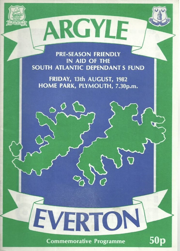 #23 Plymouth Argyle 2-4 EFC - Aug 13, 1982. The Blues headed to Home Park, for a pre-season friendly against the Pilgrims. EFC won 4-2 with 2 goals from David Johnson & 1 each from Graeme Sharp & Kevin Sheedy. Both Johnson & Sheedy had been summer signings from Liverpool.