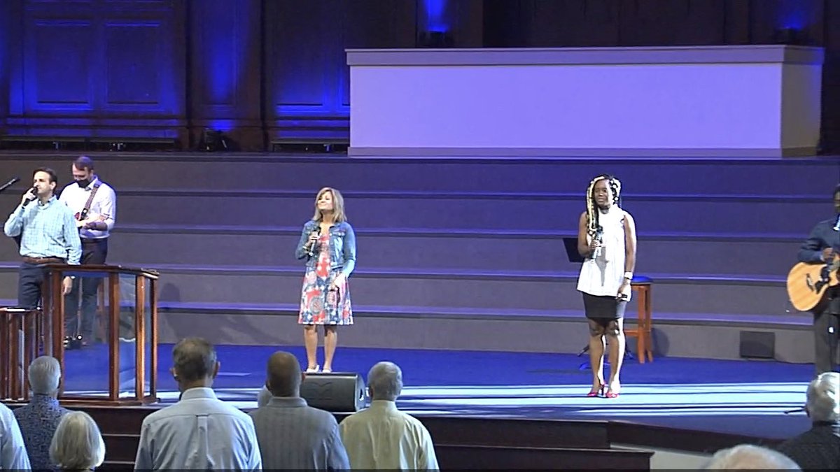 CalvaryCLT's tweet photo. “The Lord is our Salvation!” What a blessing it was to regather for the 2nd week in the sanctuary and join our voices together in praise. Pastor Munro taught from Matthew where Jesus tells us there is only one way to get into heaven, that He is truth! #JesusisTruth #regather https://t.co/6xCP86UMyM