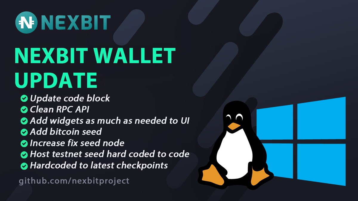 NEXBIT.IO (@nexbitio) on Twitter photo We've updated your favorite wallet and it's now better than ever. New feature and upgrades are in plentiful.
Download the updated version here 👉🏻 github.com/nexbitproject/…
Join official chatroom for discussion👉🏻 t.me/nexbitofficial
<a href="/BitBD/">BitBD ♎️⚛️</a> #NEXBIT #NBC We've updated your favorite wallet and it's now better than ever. New feature and upgrades are in plentiful.
Download the updated version here 👉🏻 github.com/nexbitproject/…
Join official chatroom for discussion👉🏻 t.me/nexbitofficial
<a href="/BitBD/">BitBD ♎️⚛️</a> #NEXBIT #NBC
