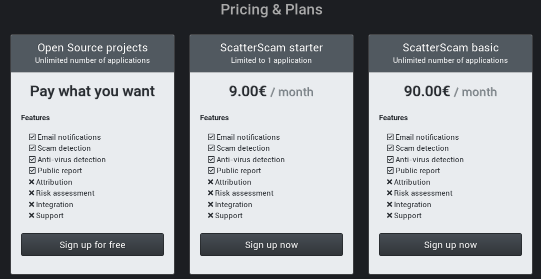 defensive_lab's tweet photo. 🚨​ We are proud to announce the first public release of ScatterScam. ScatterScam is a platform meant to detect and track Android applications impersonating yours.

Open source projects can subscribe and pay what they want.

➡️​ https://t.co/gEodv2RKY4 https://t.co/mDjV1HKqGS