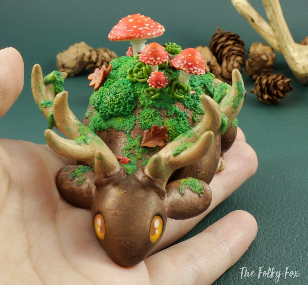 Mushroom Foxes in Polymer Clay