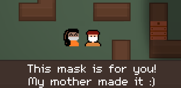 The other day, we met this girl in the road, selling masks her mother made. She made it into the game. :) Life in Quarantine.
mvolution.itch.io/quarantine
#screenshotsaturday #gamedev #indiedev #indiegames #godot #arcade  #pixelart #multiplayer #QuarantineLife #Quarantine