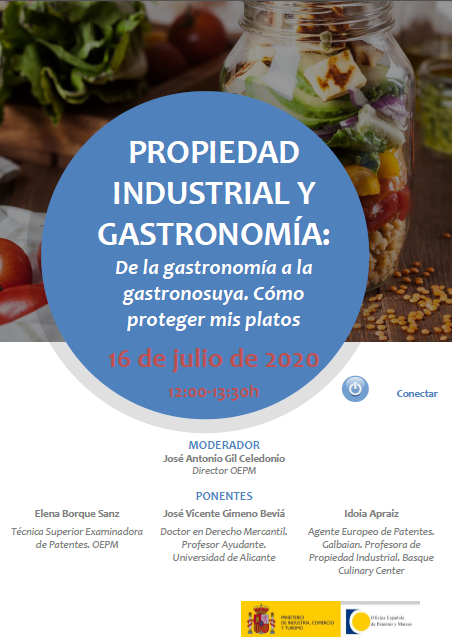 Una vez solventados los problemas técnicos, este jueves 16 de julio, a partir de las 12:00h, retransmitiremos en streaming el interesante webinar sobre propiedad industrial y #gastronomía que quedó suspendido el pasado 2 de julio. ¡Os esperamos de nuevo!
oepm.es/es/sobre_oepm/…