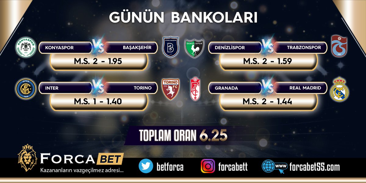 ⚽ Forcabet'ten günün banko tahminleri!

✅ Toplam oran: 6.25

🎁İlk yatırıma 50 nakit iade!
🎁Her gece %15+10 yatırım bonusu

🔗 forcabet55.com

#forcabet #forcabetkazandirir #casino #slot #dolar #Covid_19
#Azerbaycan #sezenaksu