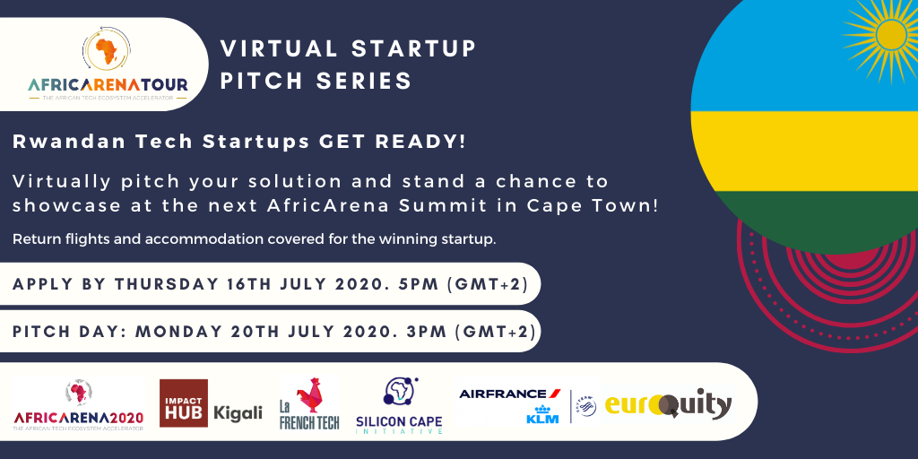 The AfricArena Tour is going virtual!

Our first destination is the bustling ecosystem of #Rwanda. In partnership with <a href="/ImpactHubKigali/">Impact Hub Kigali</a>, we invite #tech #startups operating in Rwanda to apply for our Best of Ecosystem Challenge! 

APPLY 🚀bit.ly/RwandaEcosyste…