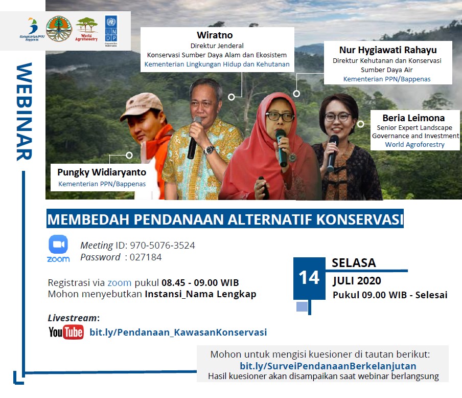 Saksikan #webinar 14 Juli 2020 Pukul 09.00WIB-selesai | Inisiasi Kementerian PPN/Bappenas dalam upaya penyadartahuan perubahan paradigma pendanaan konservasi menuju inovasi tata kelola kawasan konservasi & keanekaragaman hayati. #tamannasional