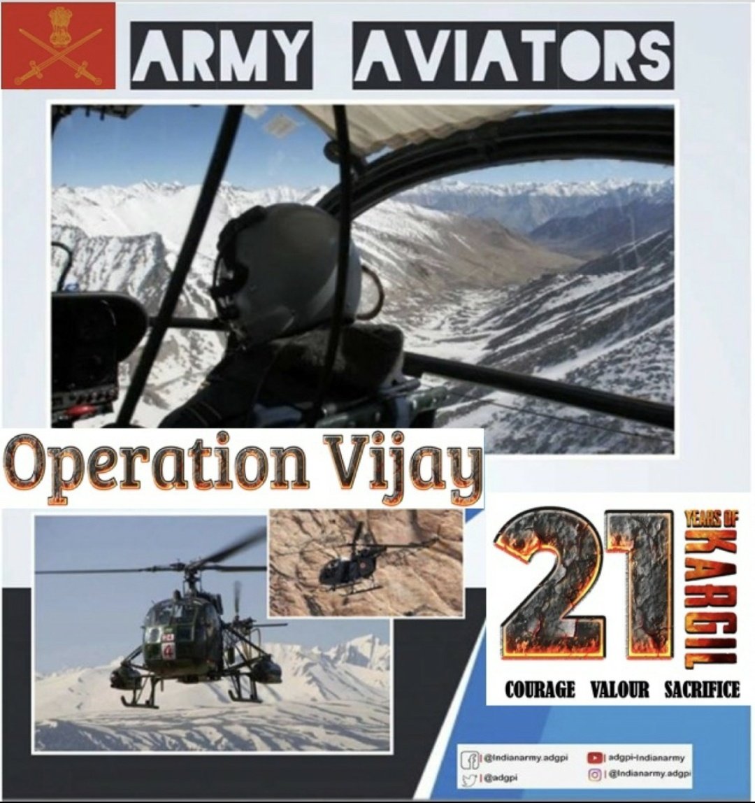 #OperationVijay

'सुवेग व सुढृढ़'

#Helicopters of #ArmyAviationCorps carried out #casualty evacuation and transported essentials to forward areas in the face of enemy’s fire.

#21YearsofKargil
#IndianArmy