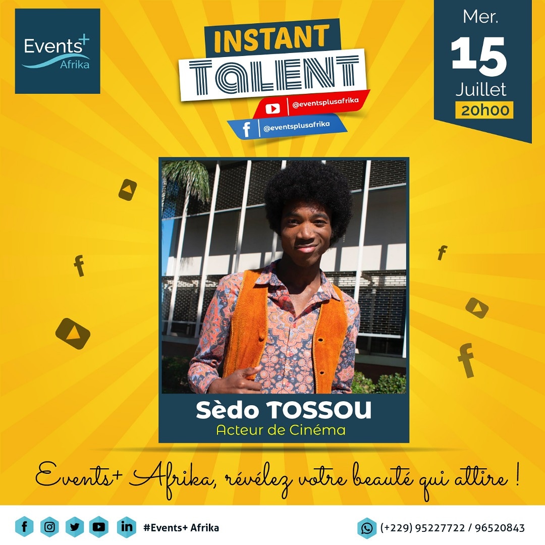 Events86801437's tweet photo. 🇧🇯 Sédo Tossou, Acteur de cinéma à Hollywood sera l'invité de #Instant_Talent de ce mercredi 15 juillet à 20h.

Suivez-nous sur Instagram :https://t.co/dRzRY09e6c https://t.co/8906CdkpgJ