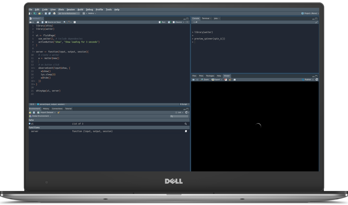jdatap's tweet image. Pushed a small update to {waiter}
🖥️ Try the super simple `waiter_on_busy`
🧐 Simplified some functions
🌪️ You can now preview spinners!
🔗 waiter.john-coene.com
