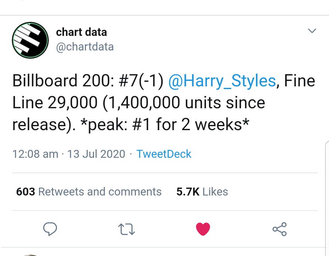 -"Fine Line" is inside the top 10 at #7 on Billboard 200 chart on its 30th week, exactly SEVEN months since it was released, (9 weeks inside top 10).-"Fine Line" is also #4 on the ARIA chart, it has spent 30 weeks inside the top 10.