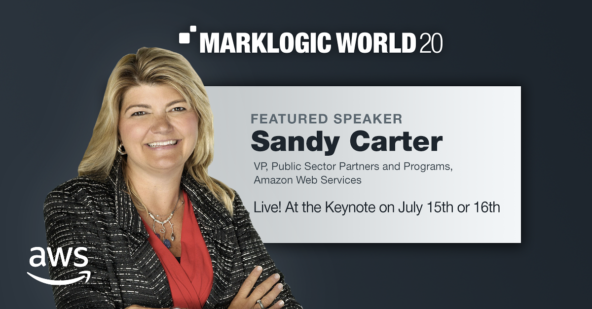 PDataPlatform's tweet photo. VP of Public Sector Partners &amp; Programs at @AWS @sandy_carter shares her experience with #innovation through #disruption at #MLW20. 

Register now for the #liveStream: https://t.co/bNnIgL6fvk https://t.co/YP8i2HcpX8