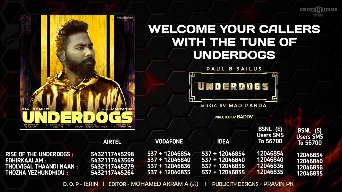 Greet your callers with the energetic tunes of #Underdogs by #PaulBSailus and 
Music by <a href="/madpandamusic/">MadPanda</a>
.
Link in my bio
.
Audio now available on all major music streaming platforms
.
Spread the word!!!
.
#UnderGroundTribe #UGT #riseoftheunderdogs #Underdogs #PaulBunderdogs
