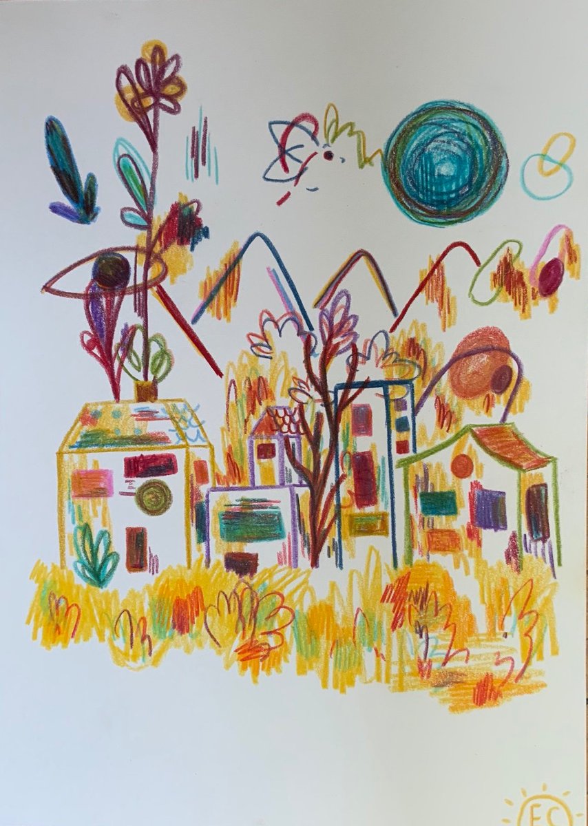 ecsolius's tweet image. j’aime bien mettre de la couleur partout avec mes crayons et dessiner des maisons, des arbres et des fleurs, et puis aussi la poésie 🌼
#NobodyArtistClub