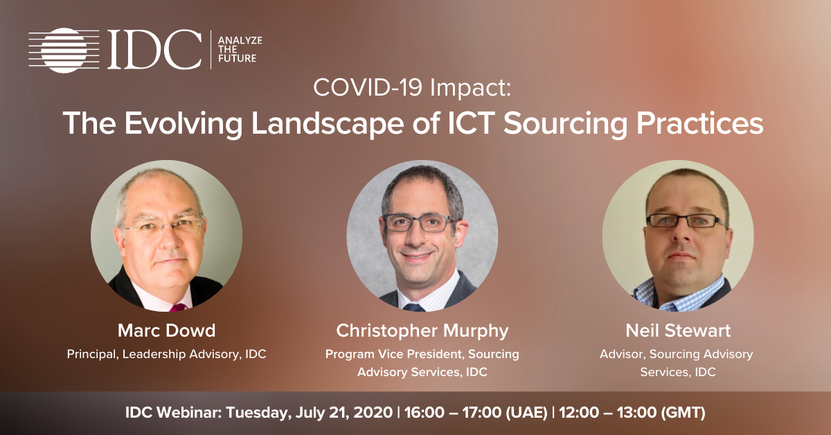 Join Marc Dowd, IDC's CIO advisor, as he interviews @IDC experts Christopher Murphy & Neil Stewart from IDC’s #Sourcing & #Advisory Solutions Practice. To register your interest to attend, please email at rmustafa@idc.com @RaniaHMustafa @PrateekHShah @MarcDowd @JyotiIDC @IDCMEA