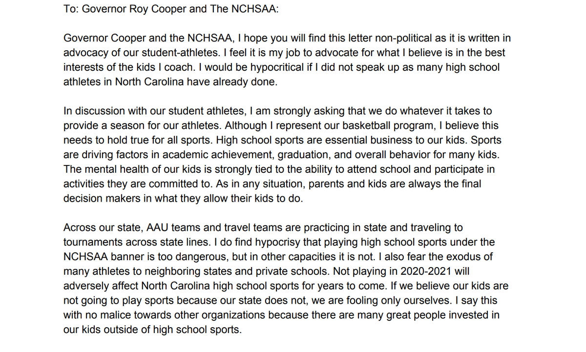 LeeISwanson's tweet photo. In the last few weeks I have seen numerous HS student-athletes write &amp; advocate for sports this year. I wanted to do the same. I believe being creative &amp; finding a way is the best thing for our kids. Many will agree, some will not, but I will always advocate for my kids. https://t.co/DFaR5yxR9C