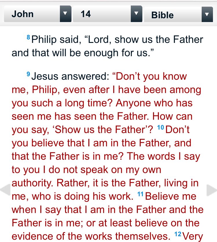 Philip : Lord show us the father and that will be enough for us Jesus : You no look who dey your front , I resemble normal person to you ? Highly paraphrasing here but you get the gist 