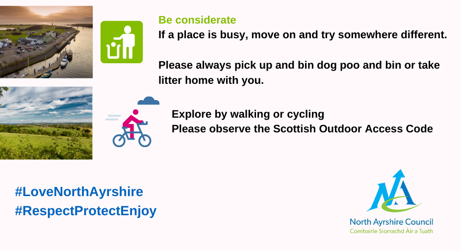 North_Ayrshire's tweet photo. From Wednesday 15 July our tourism and hospitality sectors will be reopening! To ensure you have a safe and enjoyable visit, please follow these simple requests 👇 https://t.co/VQLFADIDon