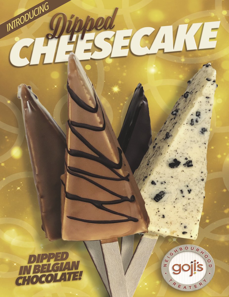We're SUPER excited to announce a NEW product offering - Chocolate Dipped Cheesecake! Available at your local goji's starting today! #moncton #dieppe #SaintJohn #Fredericton #stellarton #antigonish #PEI #NB #NS