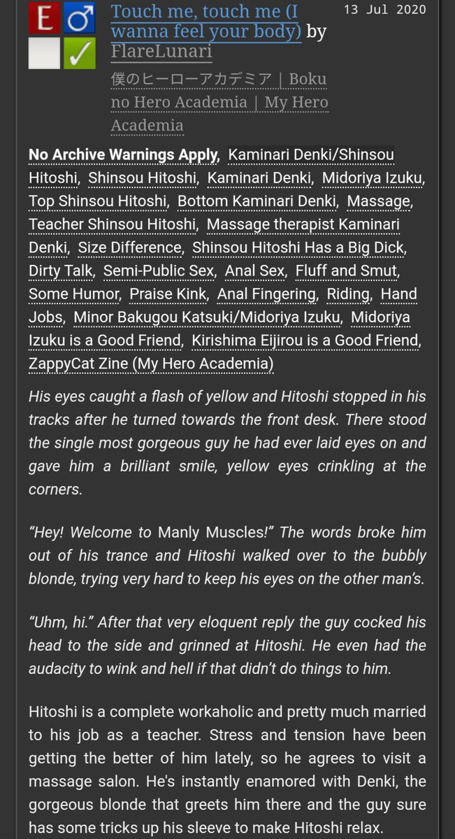 Just posted my contribution for the NSFW part of the #shinkami #kamishin Zappycat Zine <a href="/ZappyCatNSFW/">⚡Zappythot Zine⚡</a> to Ao3 😁

A link to the entire zine can be found in the notes or on the Zappycat twitter itself! ⚡🐱

archiveofourown.org/works/25240765