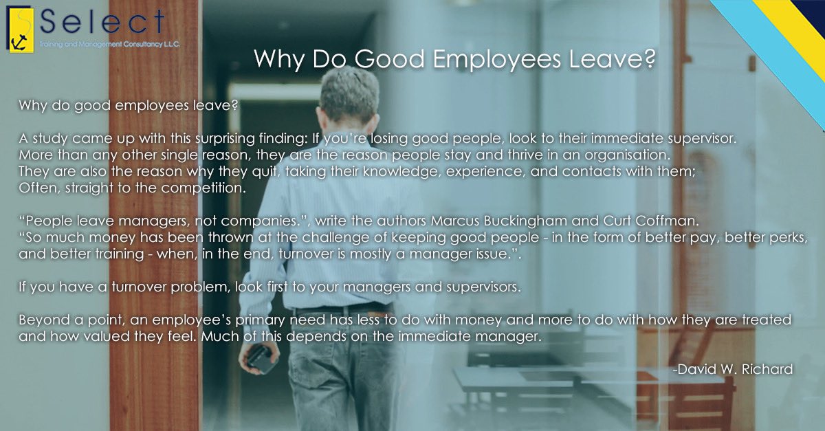 SelectTraining's tweet photo. Why do good employees leave? ✨
Register for our online training courses at https://t.co/0TY9BA4KcM!
#selectselect #selecttraininguae #staysafe #onlinelearning #KSA #Oman #UAE #Kuwait #Qatar #GCC #virtualmeetings #StayHome #workfromhome #virtualtraining #onlinecoaching #online https://t.co/SMZUWwizQ0