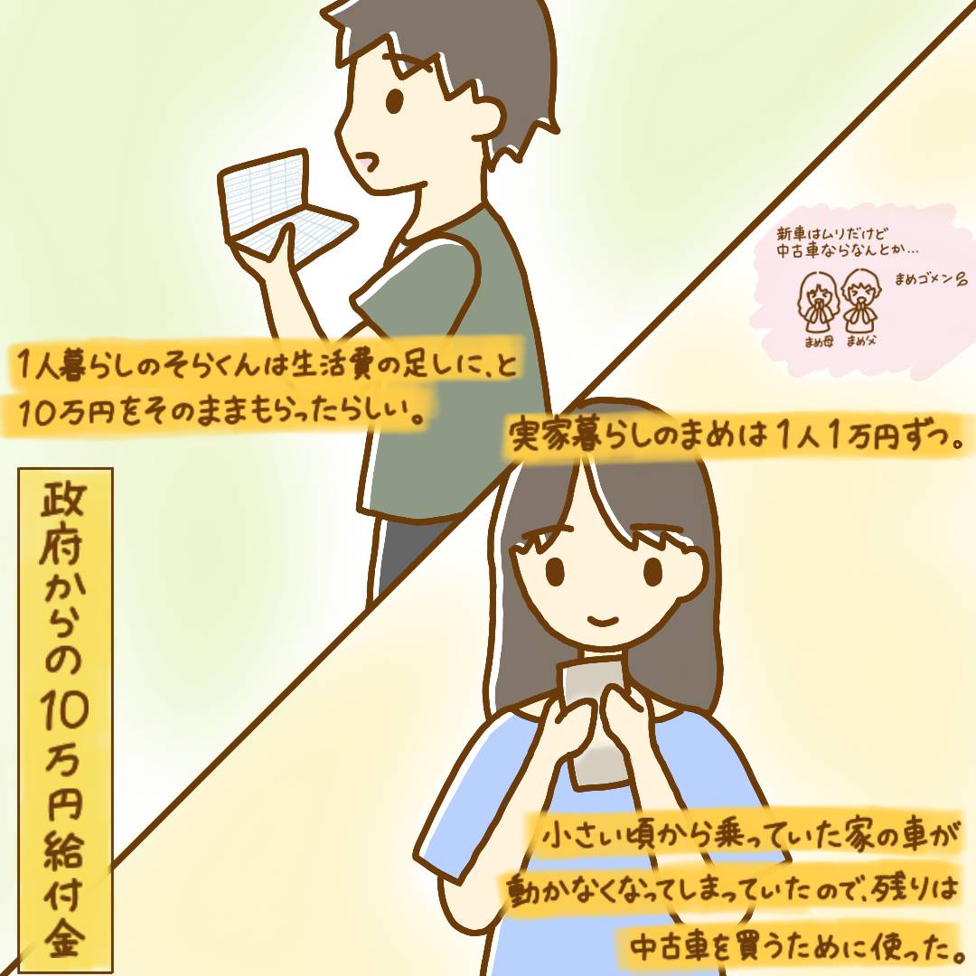 まめ On Twitter 10万円給付金のお話 半年以上先のことなのにありがとう カップルイラスト エッセイ イラストエッセイ 学生 忘れたくないこと そらまめブログ かわいい 絵描きさんと繋がりたい Illustration カップル カップル漫画 漫画 かわいい