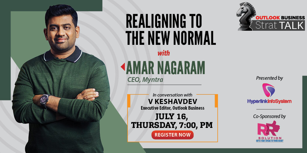 Outlookindia's tweet photo. Catch @_Amar_N, CEO, @myntra in conversation with @OutlookBusiness's V Keshavdev.
They will talk about how different companies are dealing with the current situation. Watch the interview on July 16, at 7 PM.
To register, visit: https://t.co/s6twspXvRN
#StratTalk #Myntra https://t.co/gnbutYB6YA